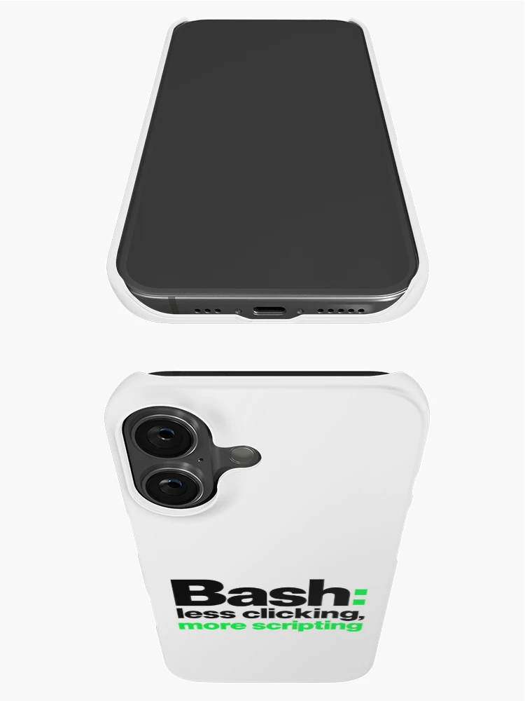 Thumbnail 3 of 4, iPhone Case, Bash Less Clicking More Scripting Funny Programmer Typography designed and sold by ThreadQuirk.