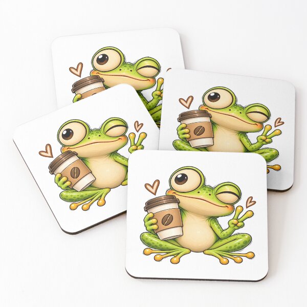 Item preview, Cute Coffee Frog – Funny Winking Green Frog | Coffee Lover Gift designed and sold by CalmMandala.