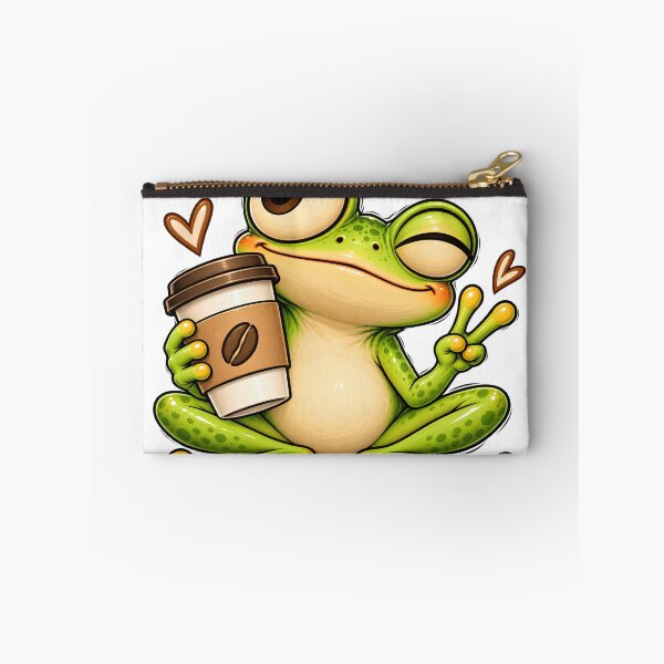Item preview, Cute Coffee Frog – Funny Winking Green Frog | Coffee Lover Gift designed and sold by CalmMandala.