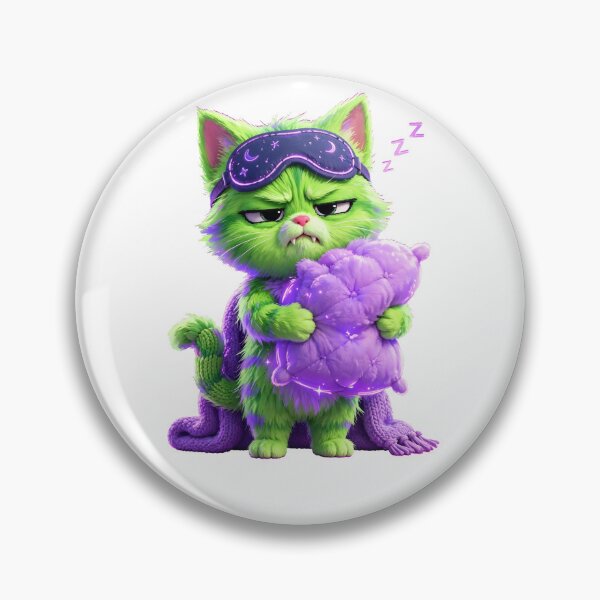 Item preview, Grumpy Green Cat Wearing Sleep Mask Cozy Winter Graphic designed and sold by  One City Two Children Studio.