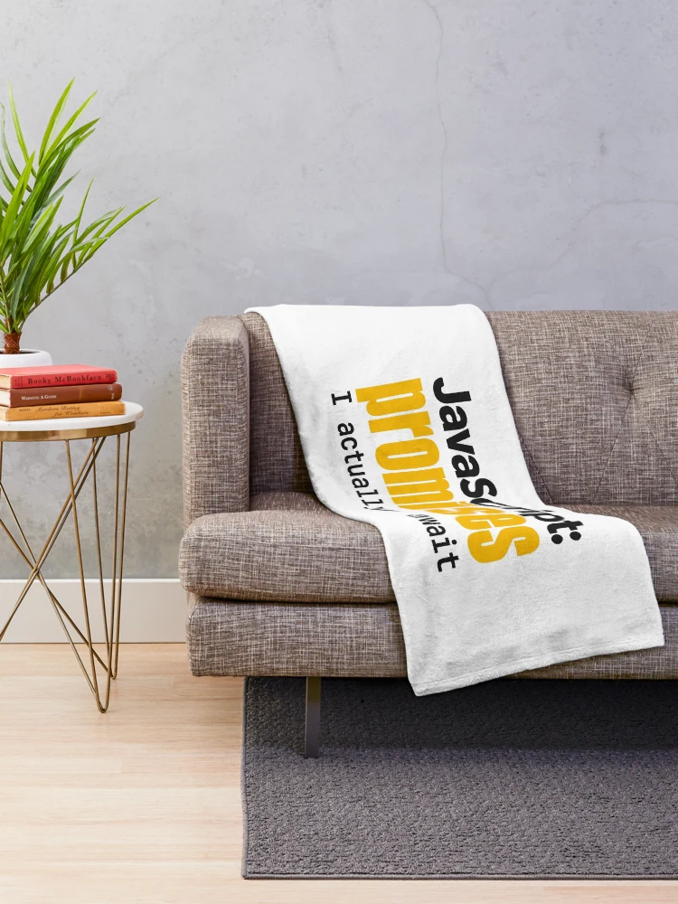 Thumbnail 2 of 6, Throw Blanket, JavaScript Promises I Actually Await Funny Coder Typography designed and sold by ThreadQuirk.