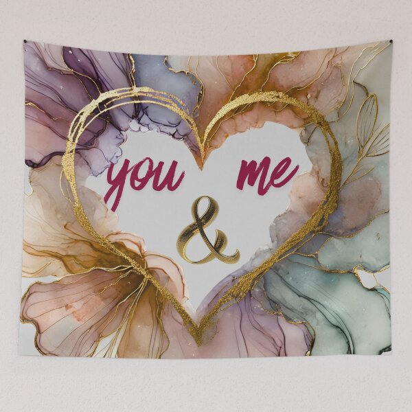 Item preview, You and Me Ampersand Romantic Floral Heart Art designed and sold by asudesign.