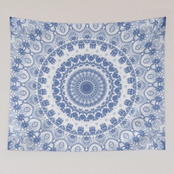 Item preview, Blue and White Fractal Mandala designed and sold by Kelly Dietrich Mandala & Fractal Art.