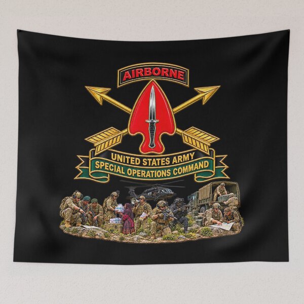 Item preview, US Army Special Operations Command - SSI w Br - Ribbon - with USASOCs SVC - 3D - Transparent designed and sold by Military Insignia Products.