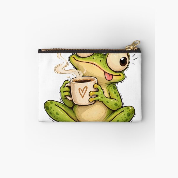 Item preview, Funny Coffee Frog – Cute Green Frog with Coffee Mug | Kawaii Frog Art designed and sold by CalmMandala.