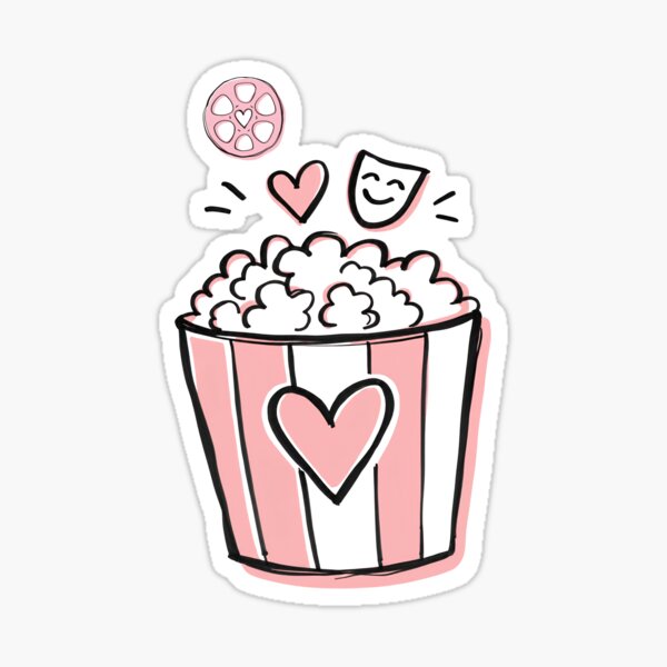 Item preview, Cute Pink Popcorn and Movie Night Heart designed and sold by AchraffPrint.