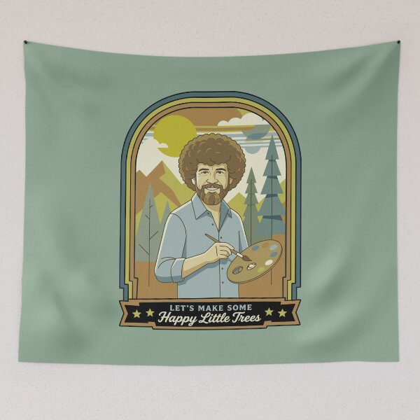 Item preview, Bob Ross No Mistakes Just Happy Accidents Happy Little Trees Vintage Retro Art designed and sold by karamram.