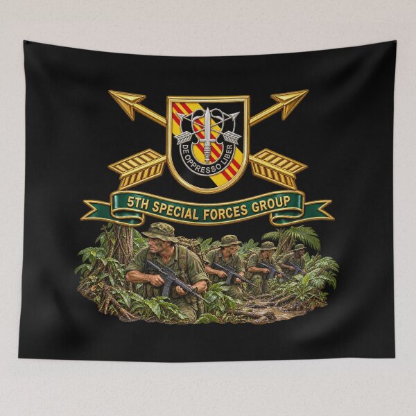 Item preview, 5th Special Forces Group - Vietnam - Flash w Br - Ribbon with Jungle Patrol Scene - 3D - Transparent designed and sold by Military Insignia Products.