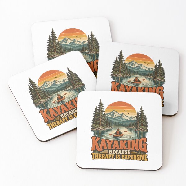 Item preview, Kayaking Because Therapy Is Expensive – Vintage 70s Mountain Lake Kayaker designed and sold by urbinet.