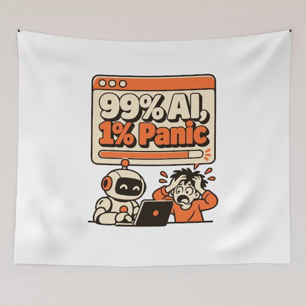 Item preview, 99% AI, 1% Panic — AI Creator Humor designed and sold by ThreadQuirk.