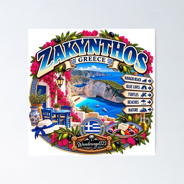 Item preview, Zakynthos Greece – Navagio Beach Blue Caves & Island Paradise designed and sold by Wandervogel123.