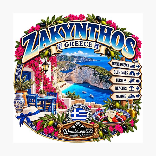Item preview, Zakynthos Greece – Navagio Beach Blue Caves & Island Paradise designed and sold by Wandervogel123.