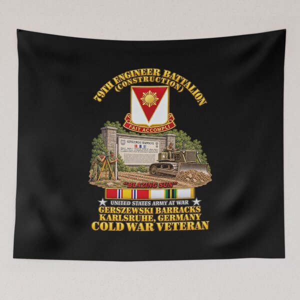 Item preview, 79th Engineer Bn - Blazing Sun - Gerzewski Barracks - Karlsruhe, GE w COLD SVC - with Gate Scene - 3D - Transparent designed and sold by Military Insignia Products.