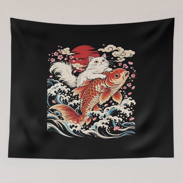 Item preview, Koi Cat Japanese Art designed and sold by ArtSantosv.
