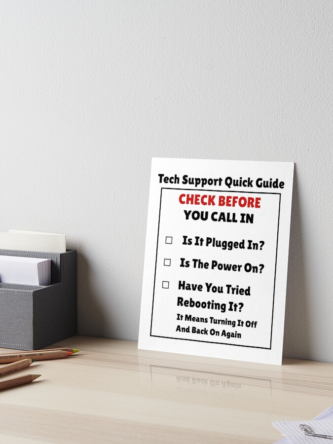 Tech Support Shirt Funny Checklist Helpdesk Quick Guide Art Board