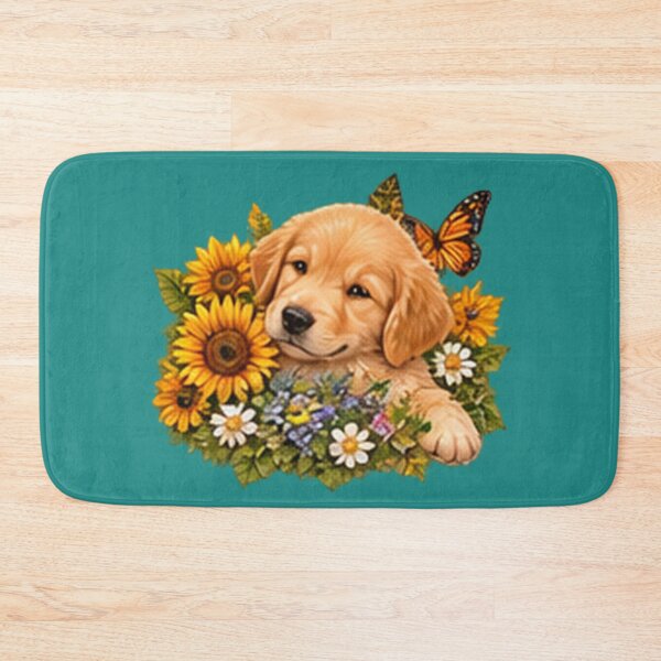 Item preview, Sunflower Puppy & Butterfly | Cute Golden Retriever Cottagecore Floral Art designed and sold by ChaseTees.