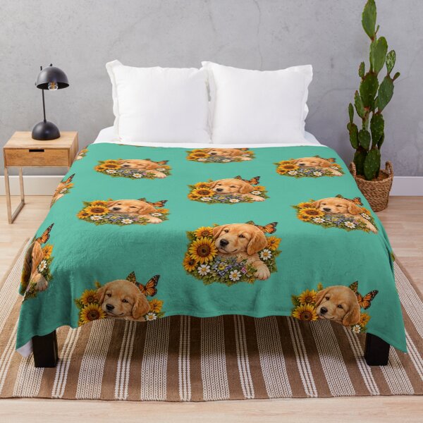 Item preview, Sunflower Puppy & Butterfly | Cute Golden Retriever Cottagecore Floral Art designed and sold by ChaseTees.