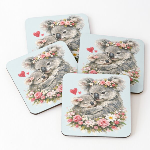 Item preview, Cute Koala Mama Joey Floral Hearts designed and sold by the artedivino.