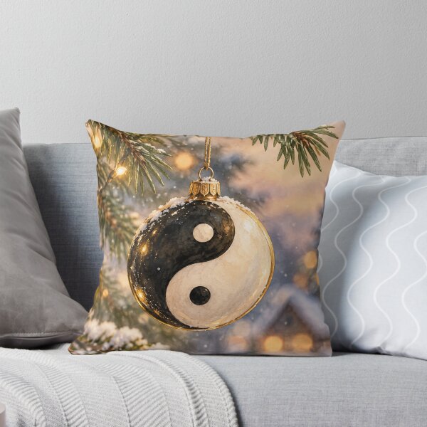 Item preview, Yin Yang Christmas Ornament Watercolor Winter Holiday Illustration designed and sold by Meandmyshop.