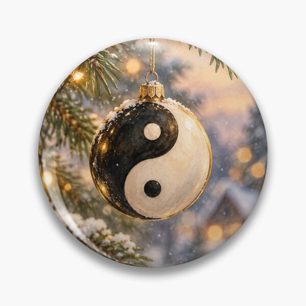Item preview, Yin Yang Christmas Ornament Watercolor Winter Holiday Illustration designed and sold by Meandmyshop.