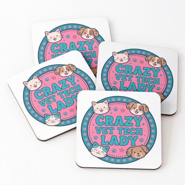 Item preview, Crazy Vet Tech Lady Funny Veterinary Technician Gift Cat Dog Badge T-Shirt designed and sold by ApparelOutpost.