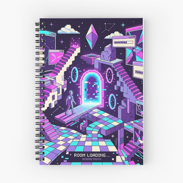Item preview, Room Loading – Surreal Vaporwave Pixel Art, Neon Cyberpunk Dreamscape & Retro Gaming Room Decor designed and sold by BIZARRE PRINTS.