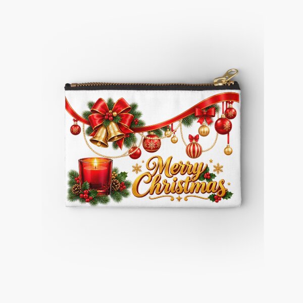 Item preview, Merry Christmas Red and Gold Ornaments with Festive Bells and Candle designed and sold by Deepsleepstudio.