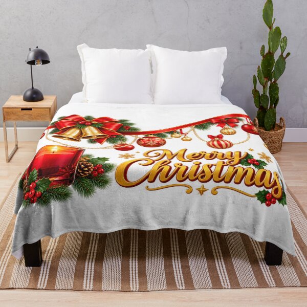Item preview, Merry Christmas Red and Gold Ornaments with Festive Bells and Candle designed and sold by Deepsleepstudio.