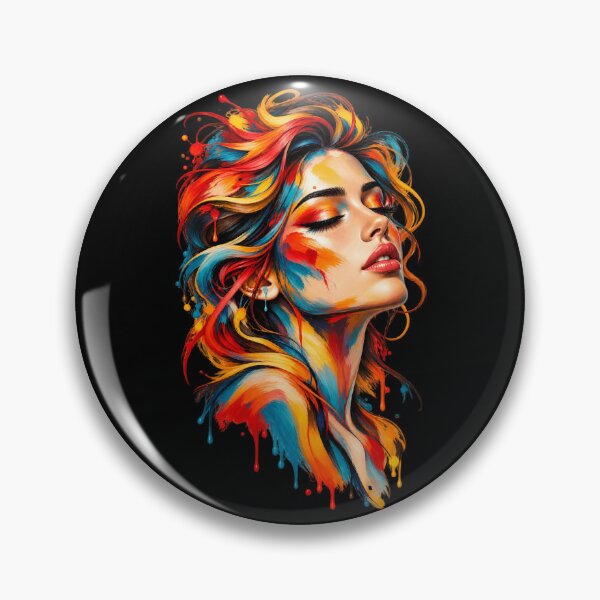 Item preview, Abstract Portrait Lovely Woman Colorful Brush Strokes Drip Art designed and sold by Itaya Art.