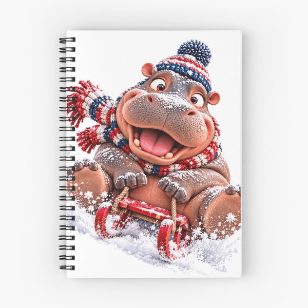 Item preview, Funny Winter Hippo – Happy Hippo on a Tiny Sled designed and sold by Line-mood.