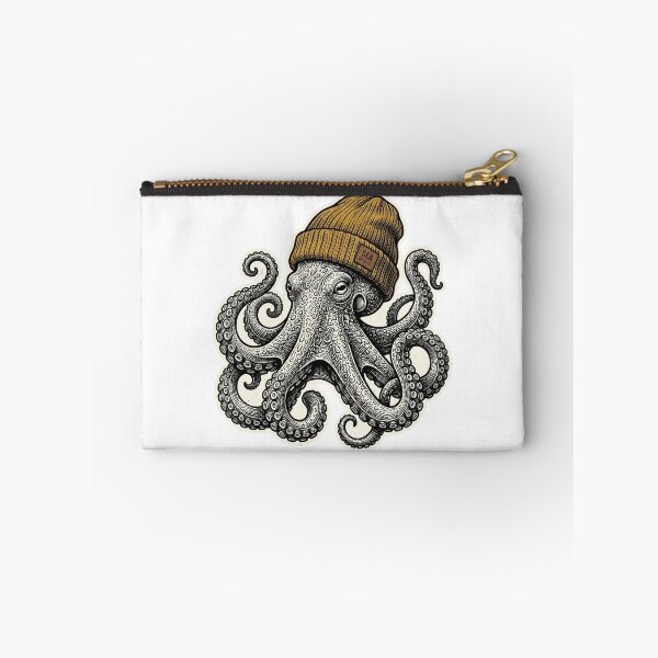 Item preview, Vintage Octopus in Beanie Hat, Nautical Sailor Cephalopod Sea Life Illustration designed and sold by raedattia.