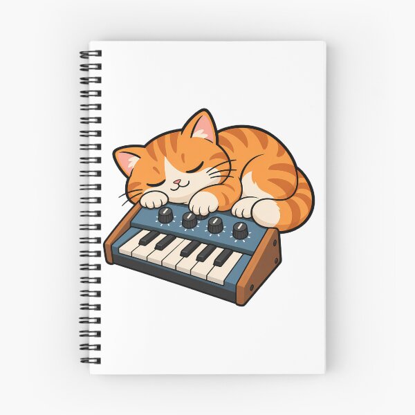 Item preview, Sleepy Ginger Cat Napping on a Mini Synthesizer designed and sold by bwanaboards.