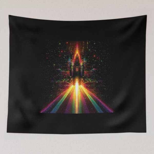 Item preview, Pixel Spaceship Galaxy, 3d Render, Vibrant Rainbow Spectrum designed and sold by Checho30.