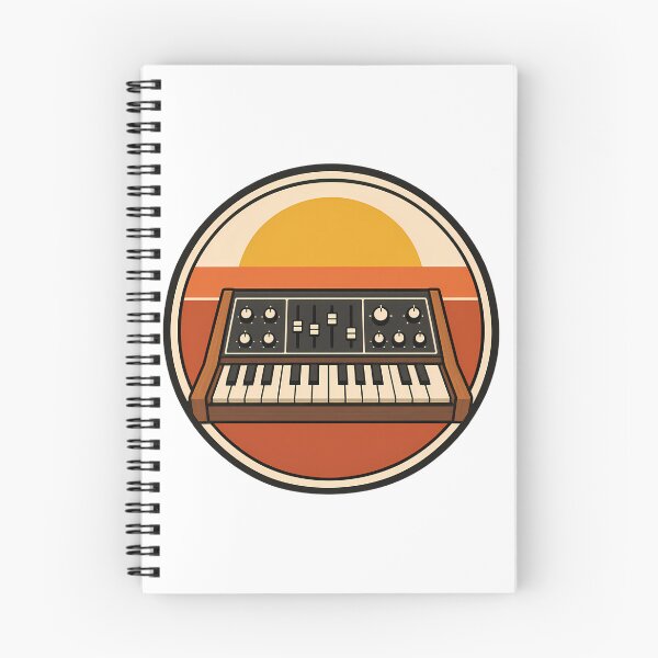 Item preview, Vintage Analog Synthesizer Retro Sunset Badge designed and sold by bwanaboards.