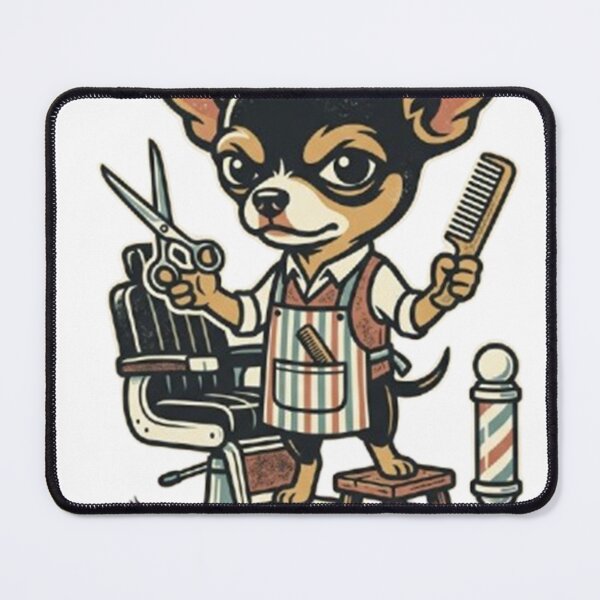 Item preview, The Little Barber - Chihuahua Barber Fresh Cut Big Attitude Art designed and sold by Dogandesighn.