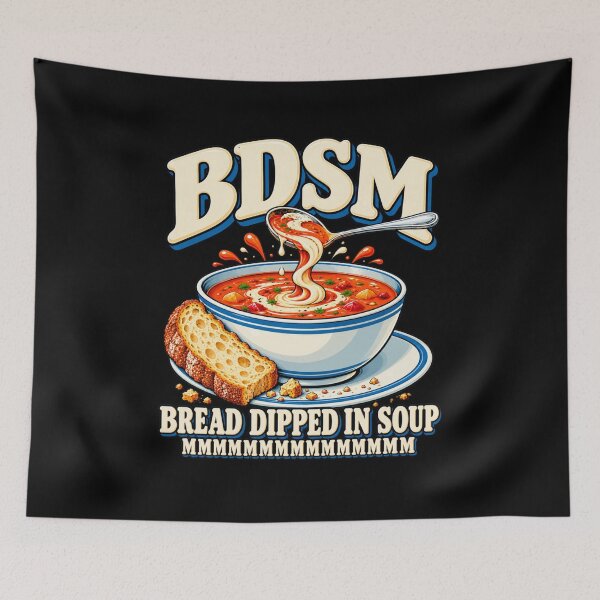 Item preview, Bread Dipped in Soup Mmm Funny Food Acronym Pun Men Women T-Shirt designed and sold by Trendably.