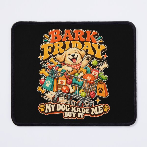 Item preview, Bark Friday My Dog Made Me Buy It Funny Dog Mom Shopping Retro Cartoon Holiday Design designed and sold by Im-Ara.