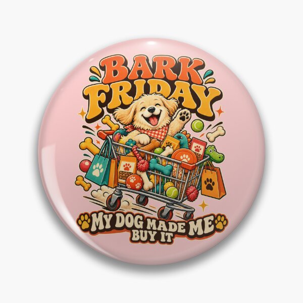 Item preview, Bark Friday My Dog Made Me Buy It Funny Dog Mom Shopping Retro Cartoon Holiday Design designed and sold by Im-Ara.
