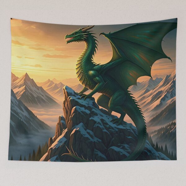 Item preview, Green Dragon on the Snowy Peak designed and sold by Fanta-sticky.