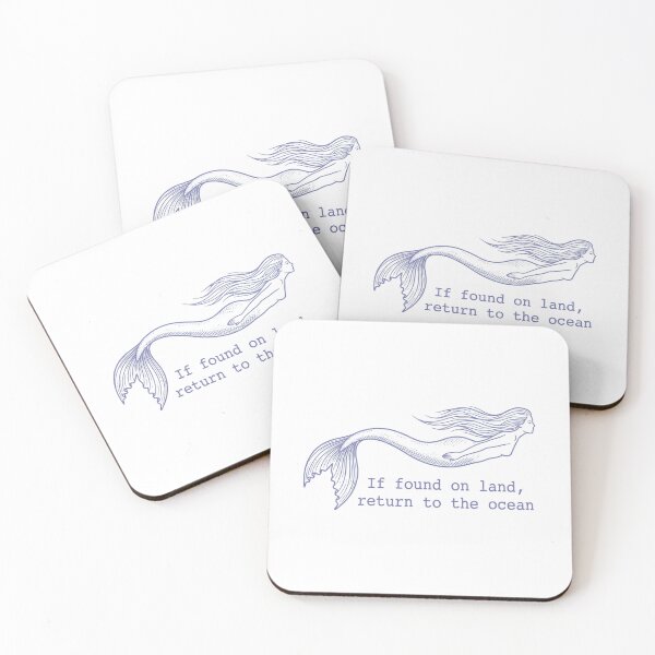 Item preview, If Found on Land Return to the Ocean, Vintage Mermaid Swimmer Quote Illustration designed and sold by raedattia.