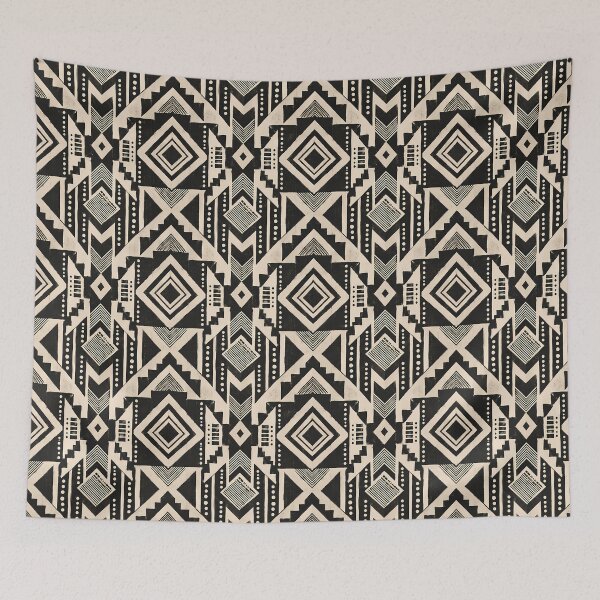 Item preview, Black Ivory Boho Diamond Zigzag Geometric Pattern designed and sold by Apex Designs.