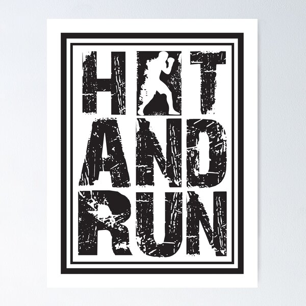 Item preview, Hit And Run Boxer Silhouette Vintage Typography Gym Art designed and sold by M. Mamdouh Artworks.