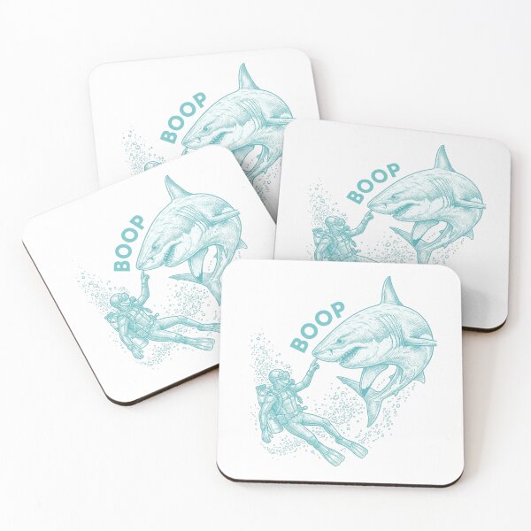Item preview, Boop the Shark Scuba Diver Humor, Funny Great White Shark Ocean Illustration designed and sold by raedattia.