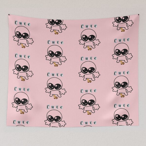Item preview, Cute alien  with plight pink background  designed and sold by VeenaArtStudio.