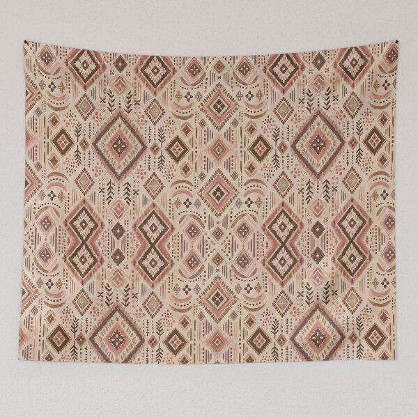Item preview, Dusty Rose Boho Floral Diamond Geometric Pattern designed and sold by Apex Designs.