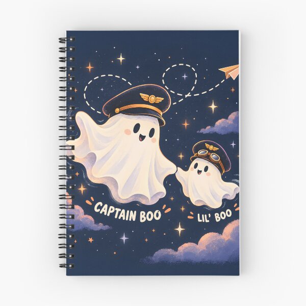 Item preview, Captain Boo and Lil' Boo – Cute Ghost Pilots Flying at Night designed and sold by EMaviation_.