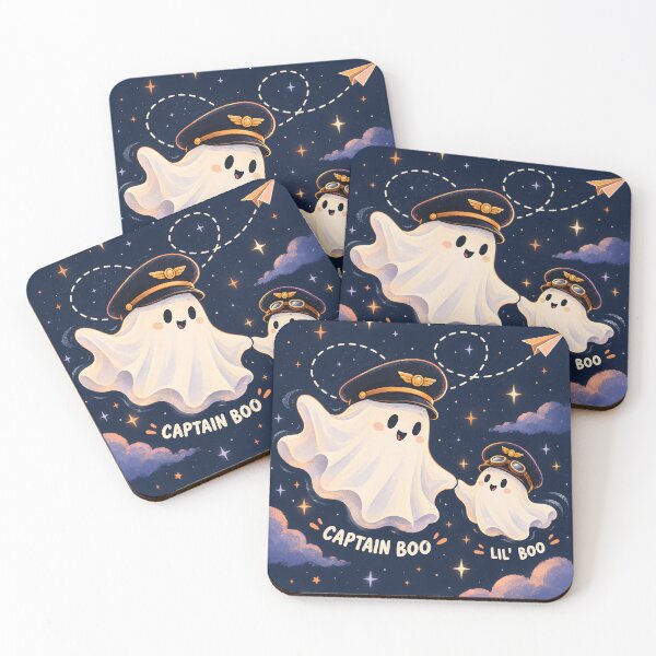 Item preview, Captain Boo and Lil' Boo – Cute Ghost Pilots Flying at Night designed and sold by EMaviation_.