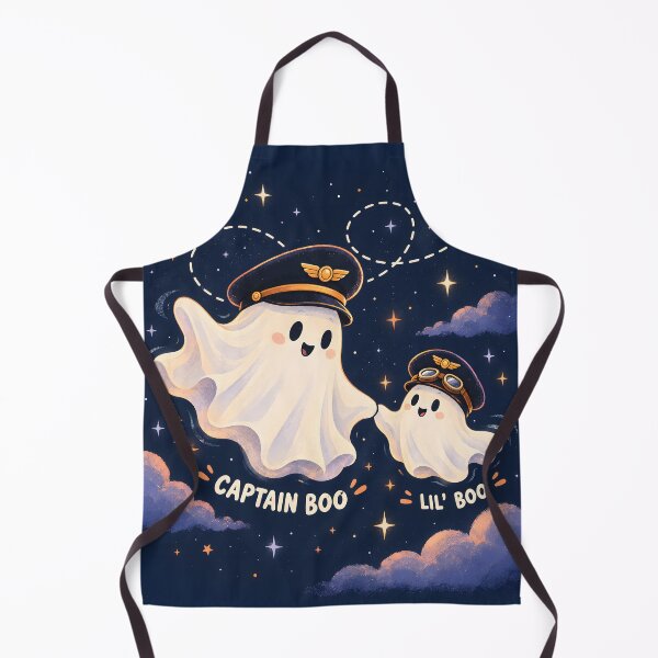 Item preview, Captain Boo and Lil' Boo – Cute Ghost Pilots Flying at Night designed and sold by EMaviation_.