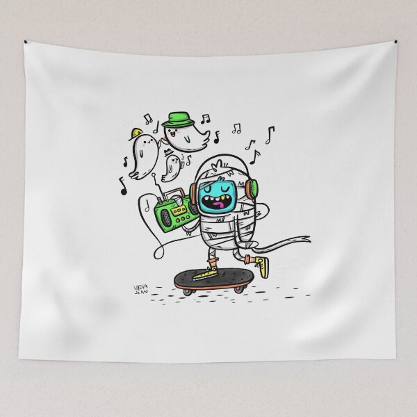 Item preview, astronaut skateboarding with music notes cute space cartoon for gamers designed and sold by DariaOltes.