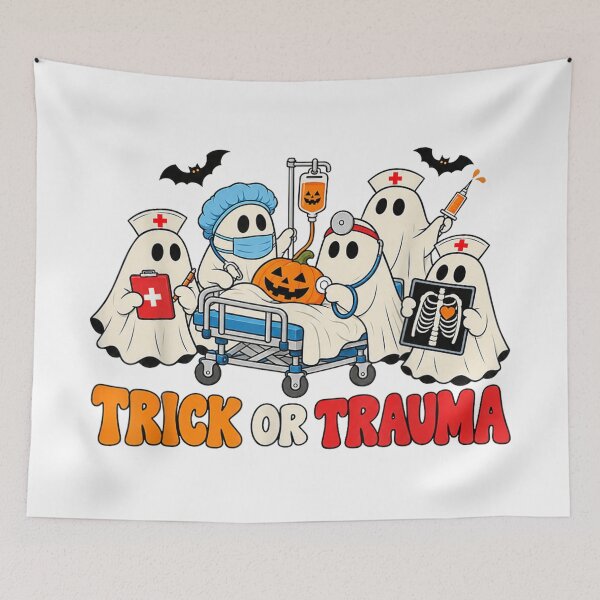 Item preview, Trick Or Trauma Nurse Ghosts Halloween ER Nurse Hospital designed and sold by Chaya Reid.